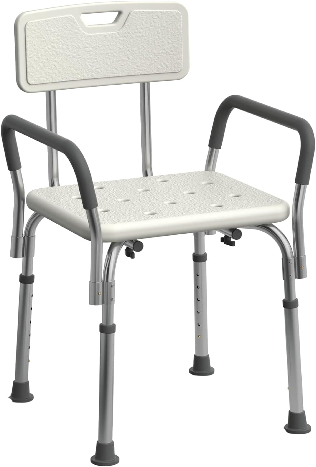 Medline Shower Chair Seat with Padded Armrests and Back Heavy Duty Shower Chair for Bathtub Slip Resistant Shower Seat with Adjustable Height Shower Chair for Inside Shower with 350 lb Capacity Image