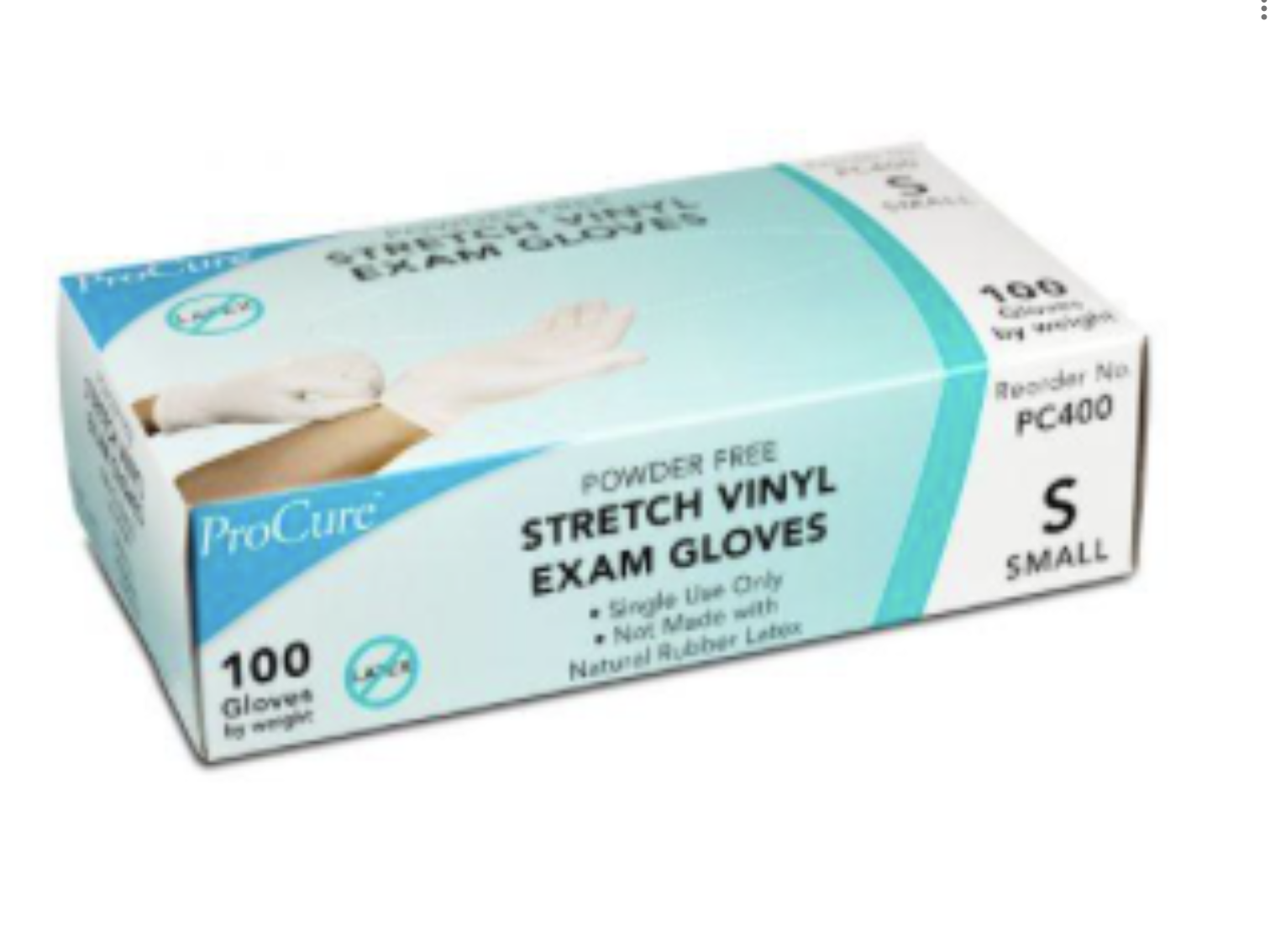 Gloves, Stretch Vinyl, Exam, PF, Small, 100ea/bx 10bx/cs Image