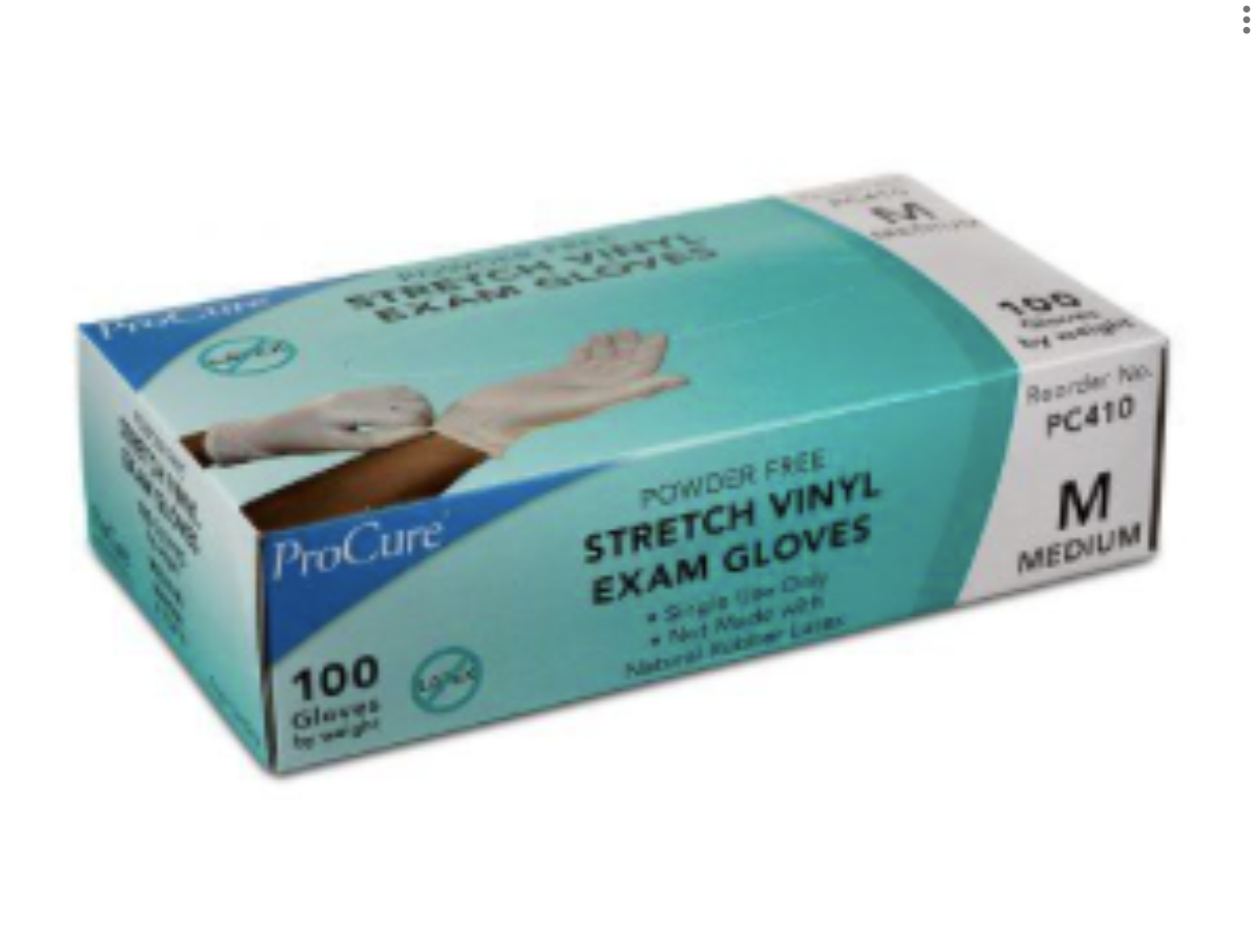 Gloves, Stretch Vinyl, Exam, PF, Medium, 100ea/bx 10bx/cs Image