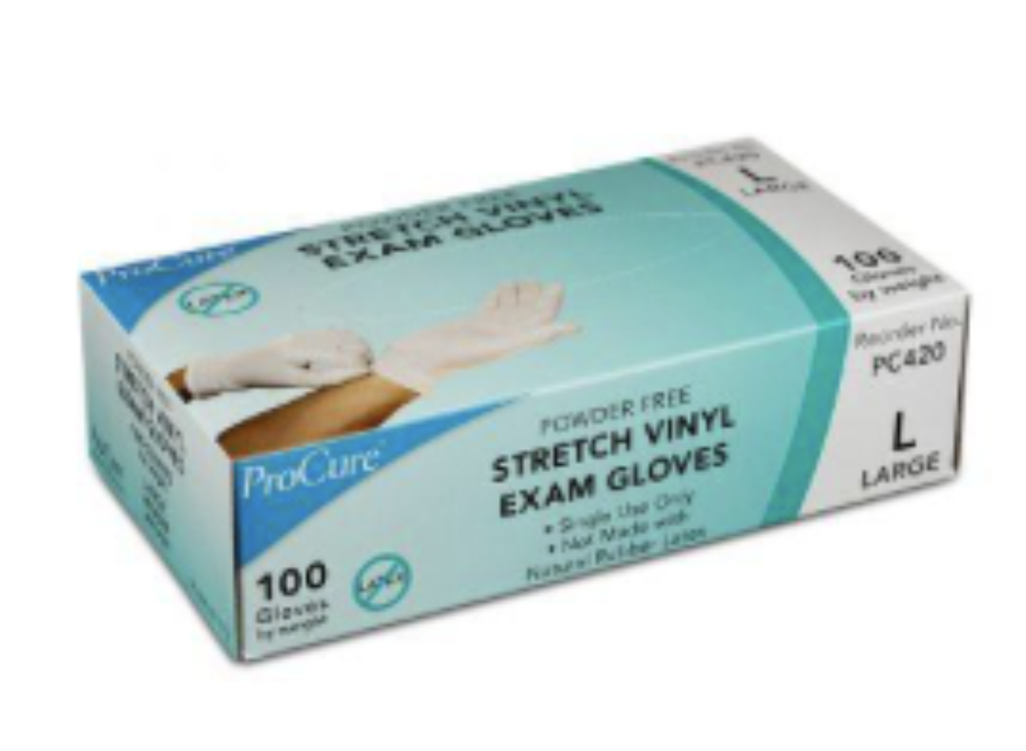  Gloves, Stretch Vinyl, Exam, PF, Large, 100ea/bx 10bx/cs Image