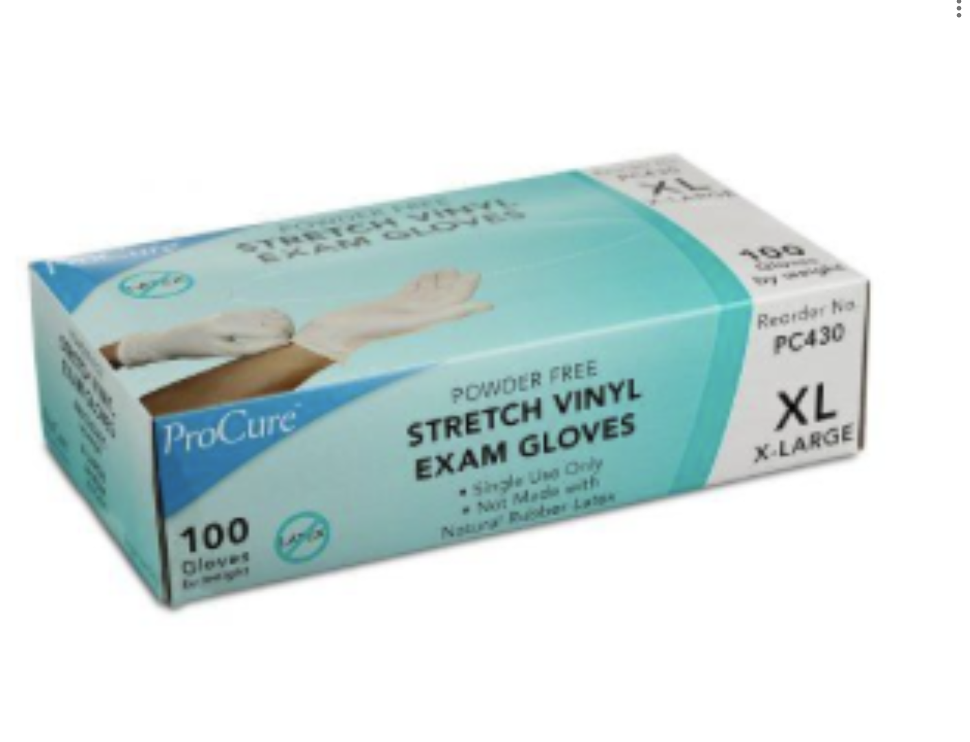 Gloves, Stretch Vinyl, Exam, PF, X-Large, 100ea/bx 10bx/cs Image