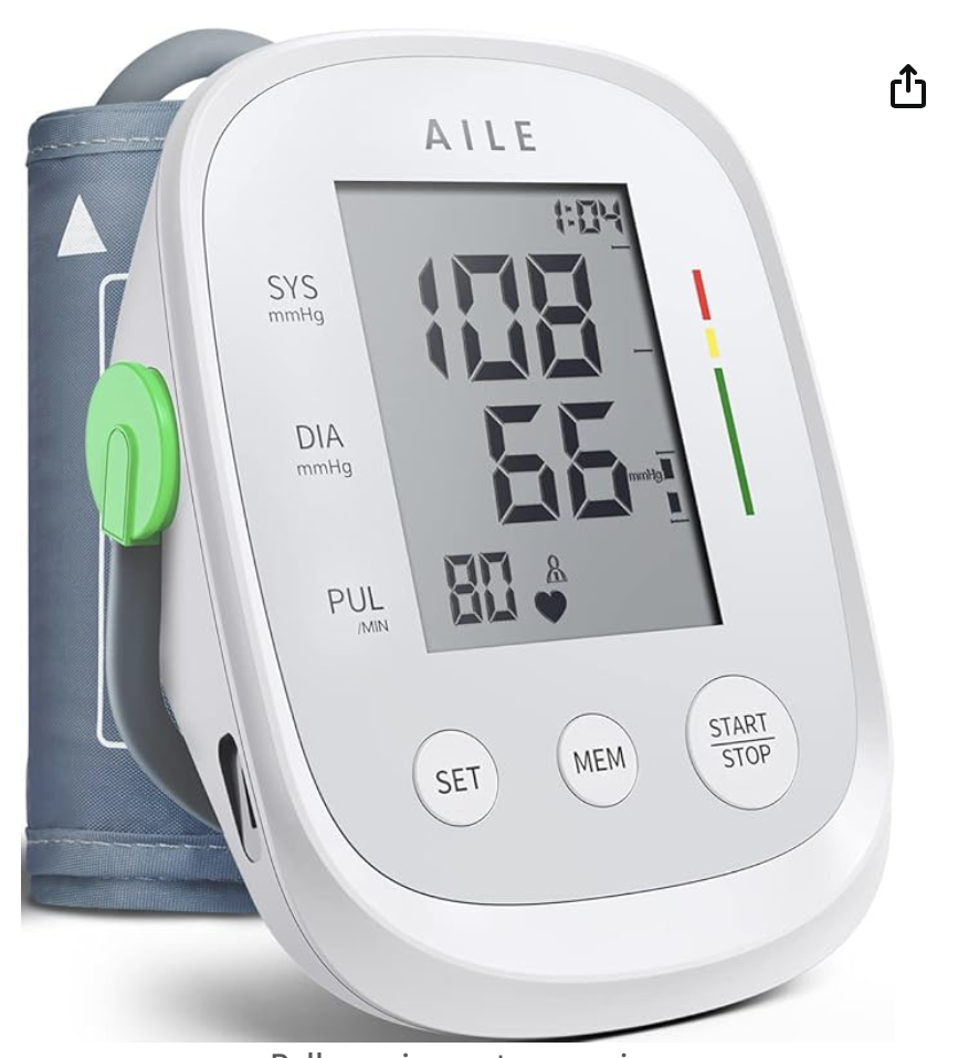 Blood Pressure Monitor,AILE blood pressure machine Upper Arm Large Cuff(8.7"-16.5"Adjustable),automatic high blood pressure cuff for home use,(BP)blood pressure monitor,2*99 memory,Easy to use/travel Image