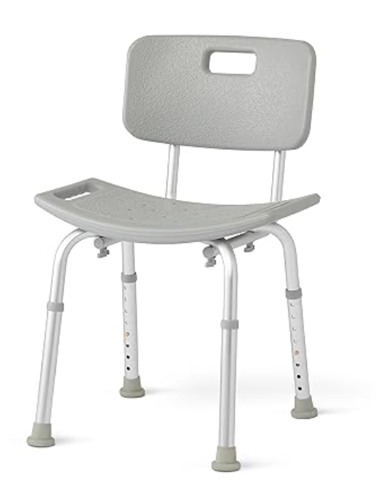 Medline Bath Chair, Bench, Seat, Stool for Disabled, Seniors & Elderly Bathroom Transfer Inside Shower/Tub/Bathtub – 400 Lbs. Capacity, Gray Image