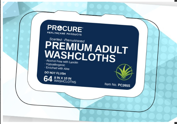 ProCure Wipes Premoistened Washcloth Soft Pack Snap Lid 8"x 12" - 64/pk 12pk/cs Image