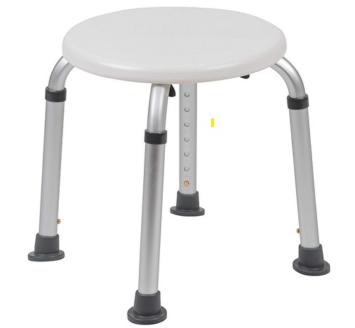 Flash Furniture HERCULES Series Tool-Free and Quick Assembly, 300 Lb. Capacity, Adjustable White Bath & Shower Stool Image